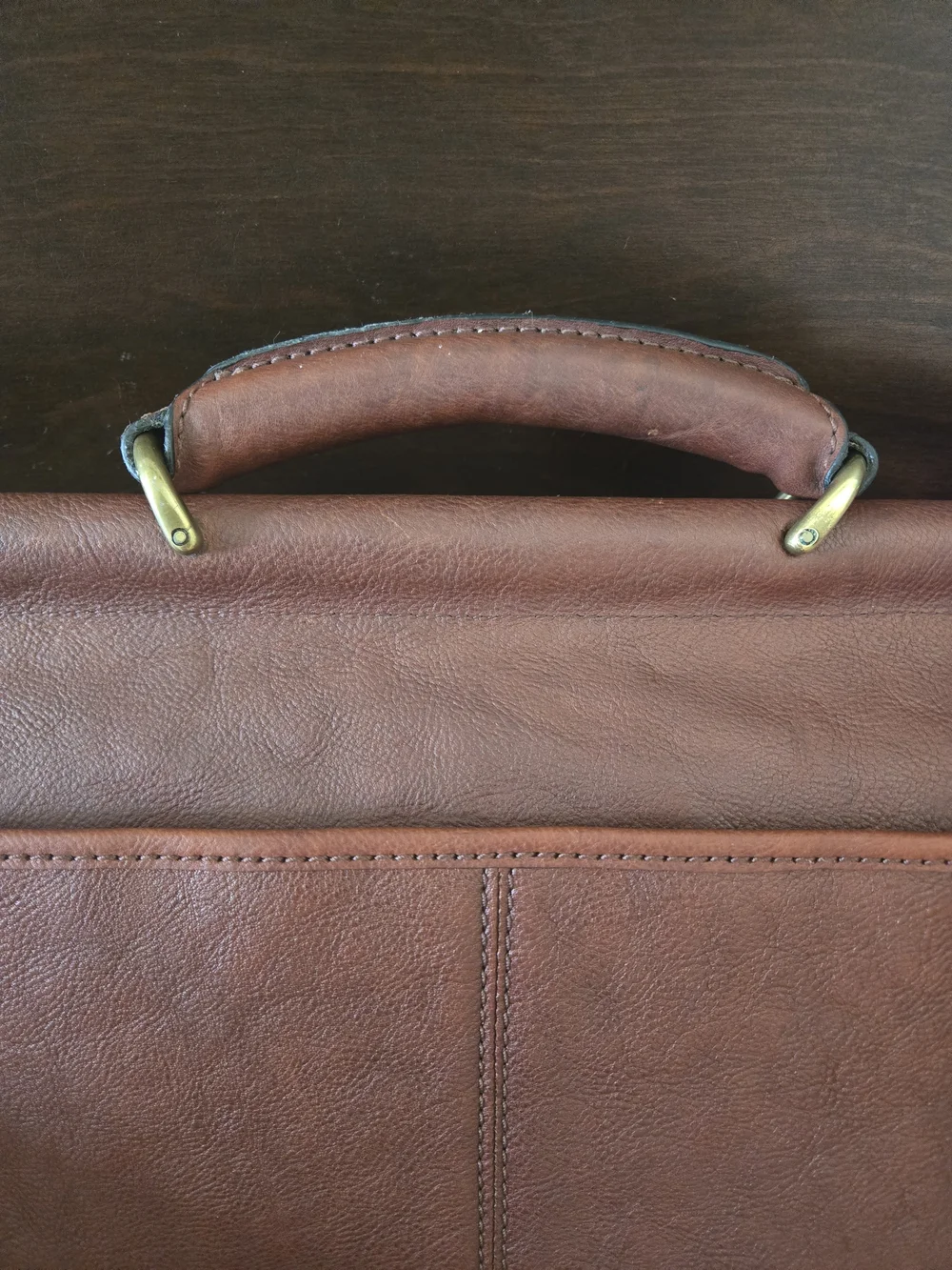 Vintage Timberland Chestnut Brown Leather Briefcase with Brass Buckle